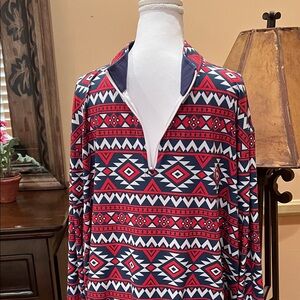 Rhoback Red and Blue Geometric Polo